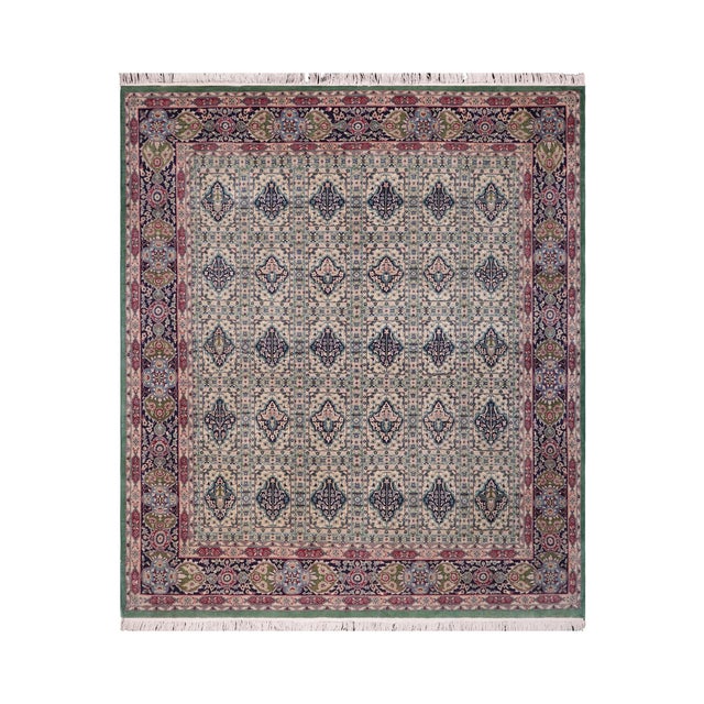 Shabby Chic 1990's Pak-Persian Green/Blue Wool Rug - 7'10'' X 9'2'' For Sale - Image 9 of 9
