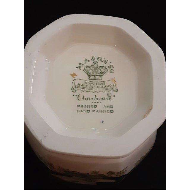 1990s Vintage MCM Mason's Ironstone Chartreuse Green Flowers and Vines Vase For Sale - Image 5 of 5