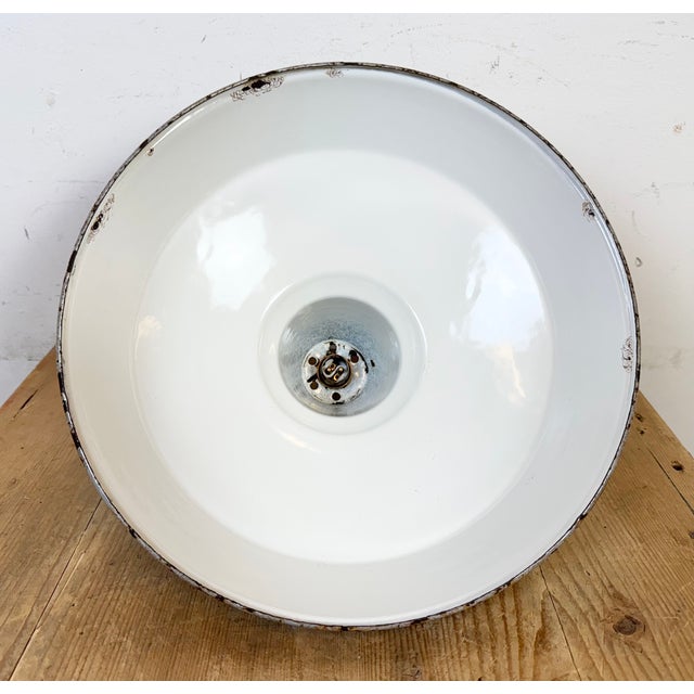 Industrial Grey Enamel Pendant Lamp from Thorlux, 1960s For Sale - Image 17 of 18