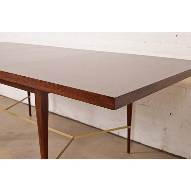 Paul McCobb for Directional Mahogany and Brass Extension Dining Table, Newly Refinished For Sale - Image 11 of 15