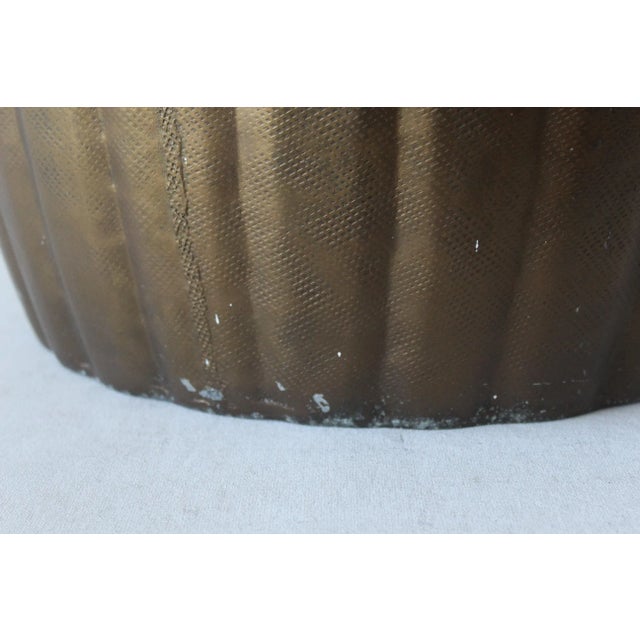 Metal Pleated Bronze Finish Aluminum Barrel Style Garden Stool Mid-Century For Sale - Image 7 of 12
