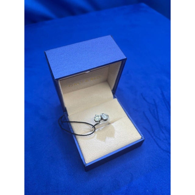 Metal 2 Carats Round Shape Brilliant Cut Diamond Double Solitaires Two Stone, Size 7 For Sale - Image 7 of 9