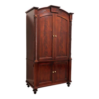 Hickory Chair Flame Mahogany Sheraton Transitional Linen Press With Barley Twist For Sale