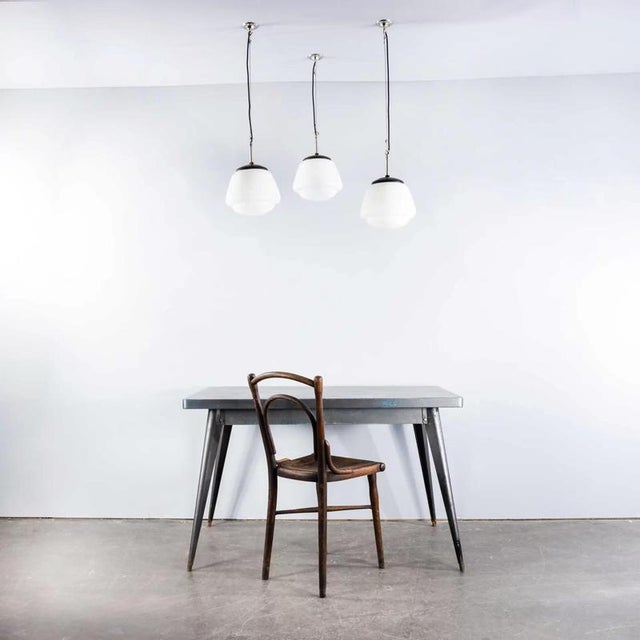 Vintage Mouth Blown Splayed Button Opaline Pendant Lamp, 1950s For Sale - Image 13 of 17