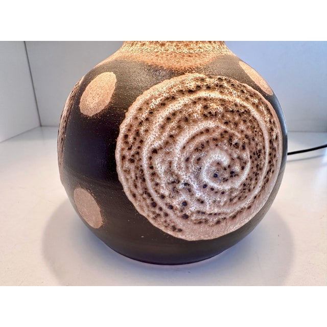 Vintage Ceramic Table Lamp with Circular Decoration and Swivel Lampshade, Germany, 1960s For Sale - Image 10 of 18