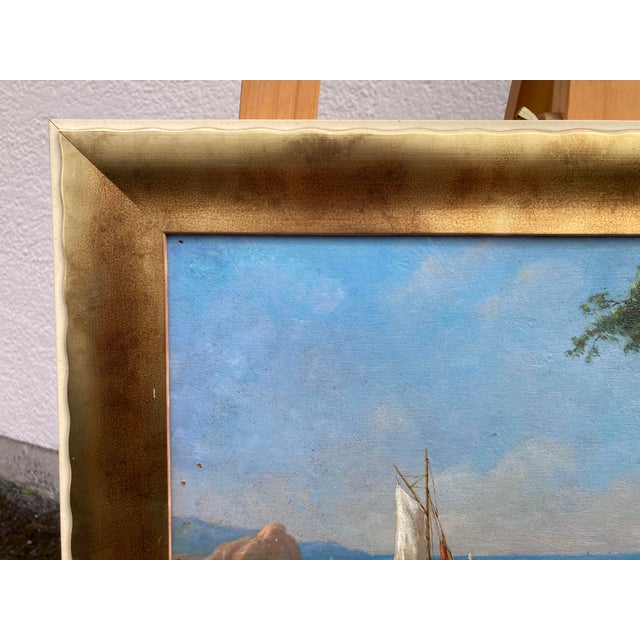 1920s F. Peyre, Mediterranean Seascape, 1920s, Oil on Panel For Sale - Image 5 of 17
