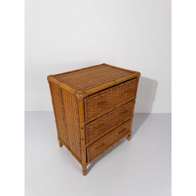 1960s Mid-Century Italian Bedside Chest in Woven Cane, Rattan and Bamboo, 1960s For Sale - Image 5 of 18