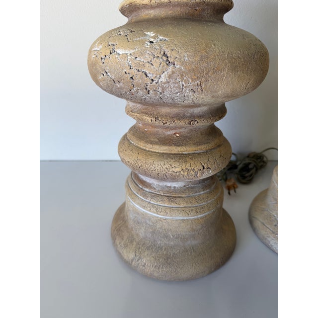 1980’s Vintage Handmade Organic Terracotta Table Lamps – A Pair For Sale In Miami - Image 6 of 12