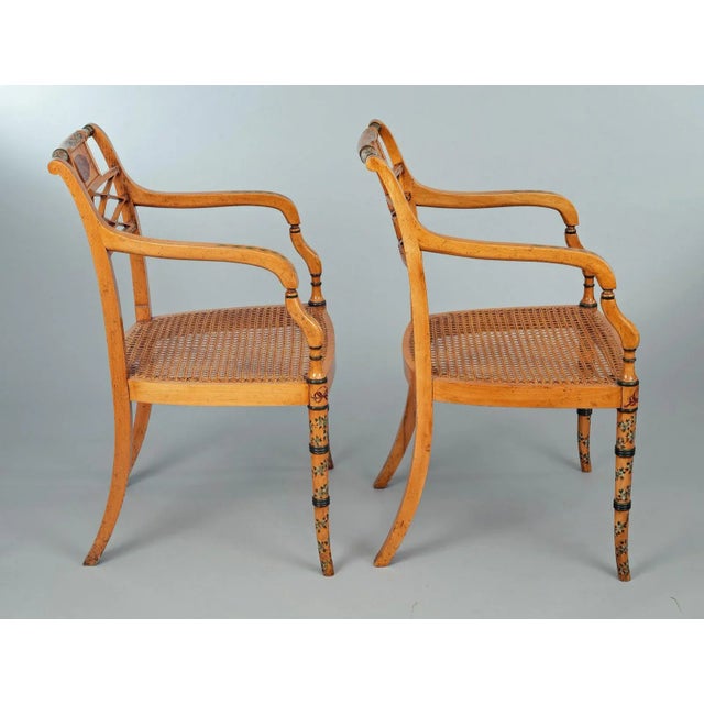 Edwardian Satinwood Armchairs - a Pair For Sale - Image 4 of 11