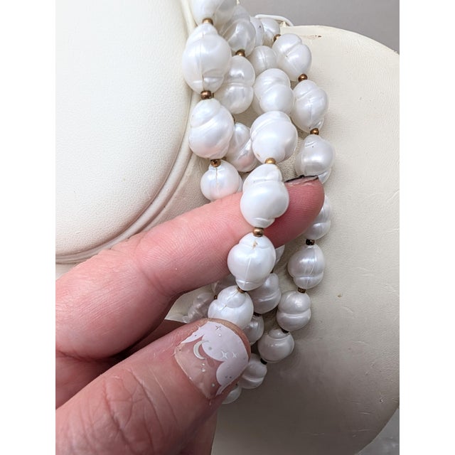 Mid-Century Modern Vintage Signed Crown Trifari Faux-Pearl Beaded Collar Necklace For Sale - Image 3 of 9