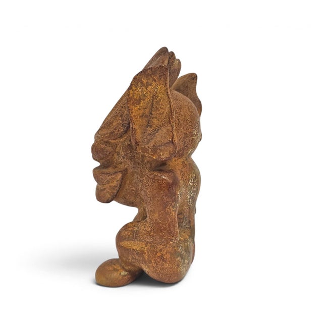 21st Century Contemporary Qiaose Hongshan Style Red & Green Nephrite Jade Figure 6.5" For Sale - Image 4 of 11