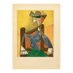 1946 After Pablo Picasso "Woman in an Armchair", English Edition Offset Lithograph