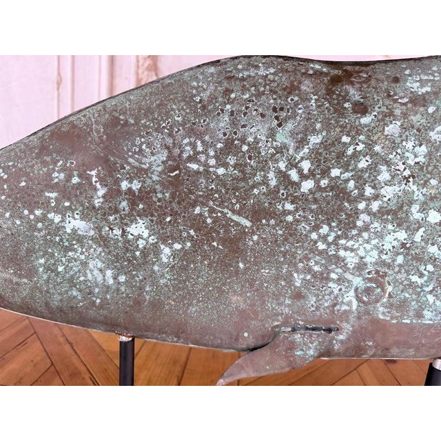 Monumental American Folk Art Copper Whale Weathervane With Verdigris Patina For Sale - Image 12 of 13