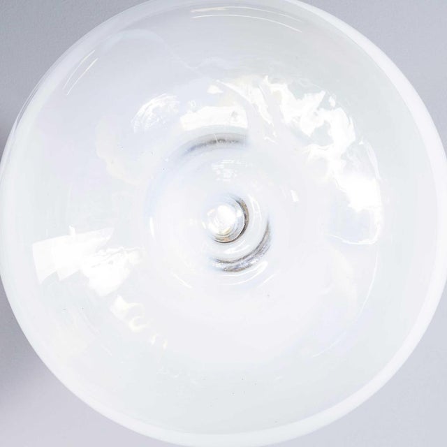 Large White Mottled Glass Orb Ceiling Lamp, 1950s For Sale - Image 3 of 11