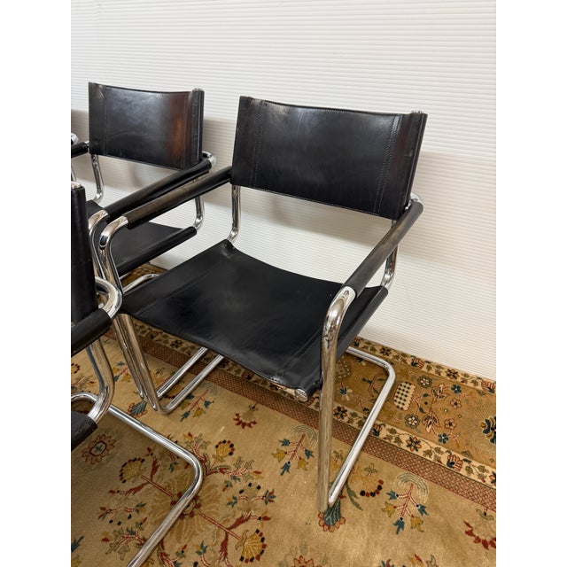 Animal Skin Mart Stam for Linea Veam 1970's S34 Leather Cantilever Armchairs , Set of 10 For Sale - Image 7 of 12