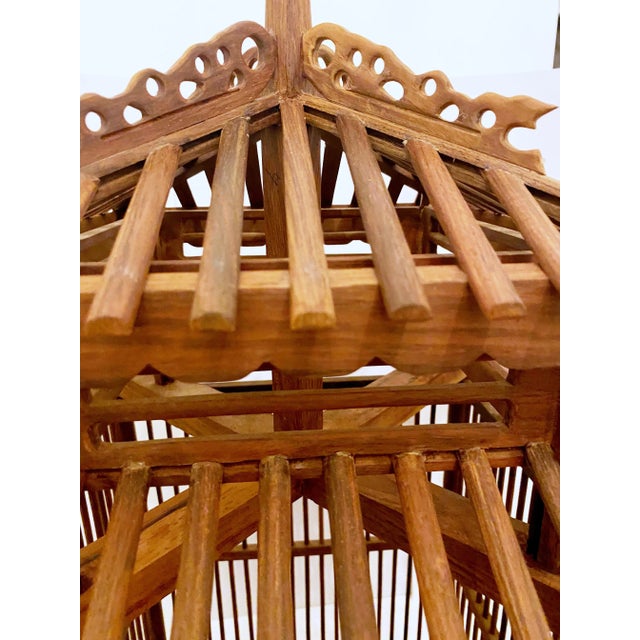 Pagoda Style Teak Wood Bird Cage For Sale - Image 4 of 12