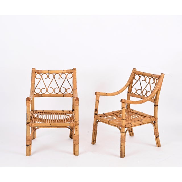 Set of Mid-Century Armchairs in Bamboo and Rattan from Vivai del Sud, Italy, 1970s For Sale - Image 3 of 18