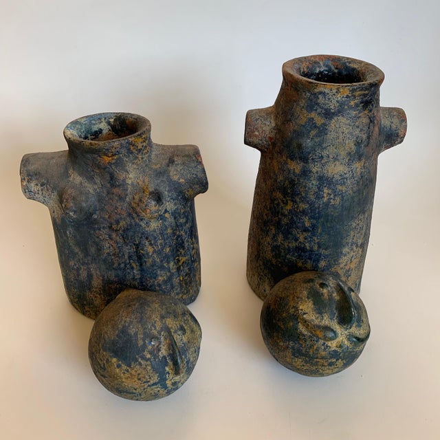 Raymor Mid-Century Painted Terracotta Pottery Male Female Sculptures - a Pair For Sale - Image 4 of 12