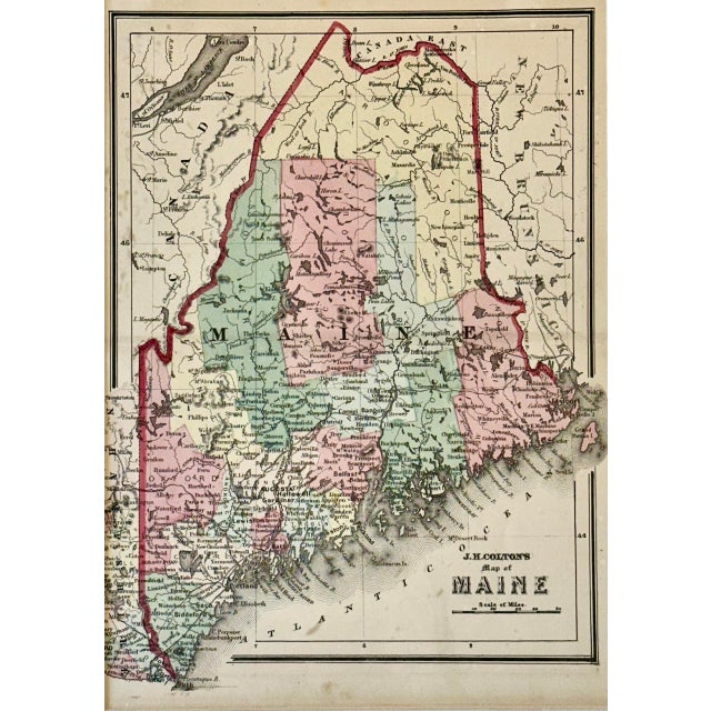 A finely original engraved antique map of Maine published by J.H. Colton, one of the most respected American cartographic...