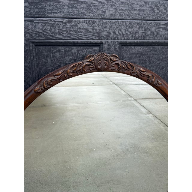 Large Vintage Mahogany Arched Tabletop Mirror For Sale - Image 4 of 6
