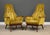 A pair of mid century modern original yellow fabric tall back lounge chairs designed by Adrian Pearsall for Craft...