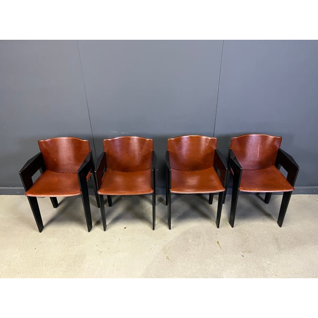 Black Vintage Armchairs by Arnold Merckx for Arco, 1980s, Set of 4 For Sale - Image 8 of 15