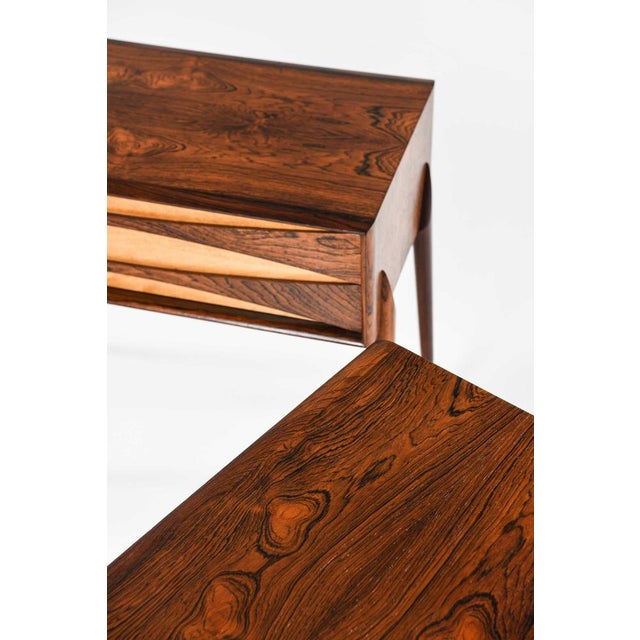 Beech and Rosewood Bedside Tables by Rimbert Sandholt, 1960s, Set of 2 For Sale - Image 11 of 12
