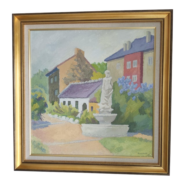 Modernist Swedish Landscape Painting by Arne Granhall 1983 For Sale