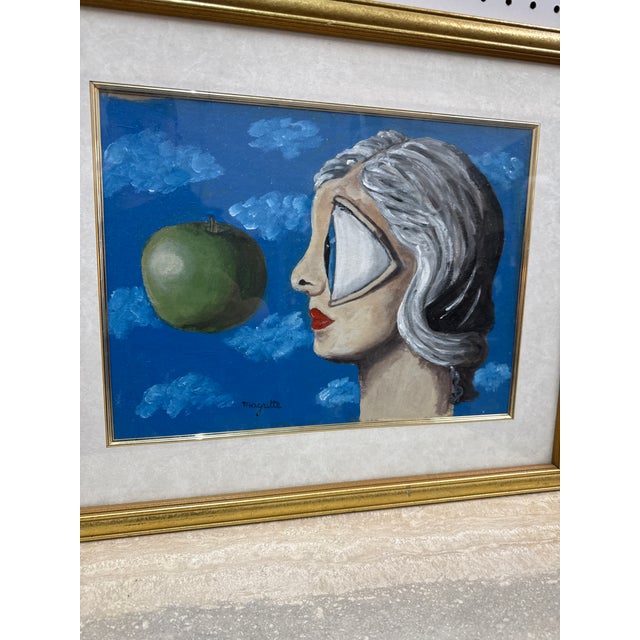 Abstract 1960s Surrealist Abstract Painting After Magritte For Sale - Image 3 of 7