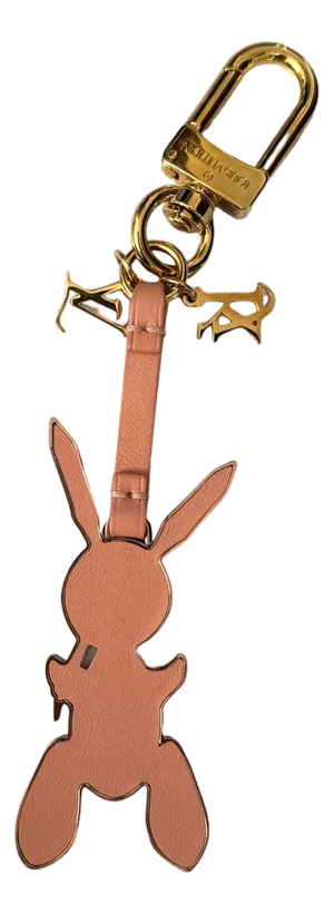 Louis Vuitton X Jeff Koons Rabbit Bag Charm in Peach Leather