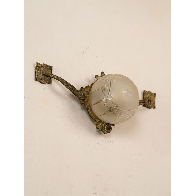 Metal Antique Art Nouveau Liberty Wall Lamp with Central Light, Italy, 1910 For Sale - Image 7 of 9