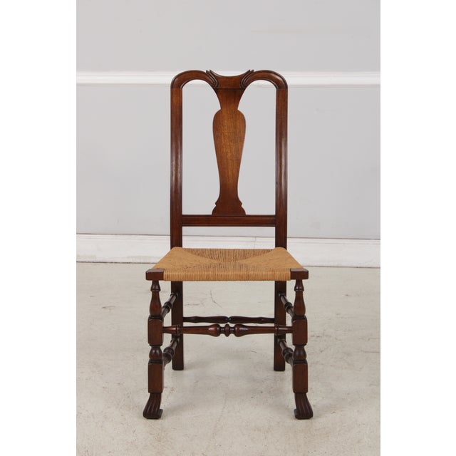 Set of 8 Country Queen Anne Rush Seat Dining Chairs For Sale - Image 9 of 18