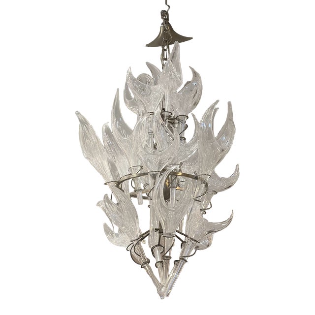 Mid-Century Modern Italian Hand-Blown Murano Glass Chandelier For Sale
