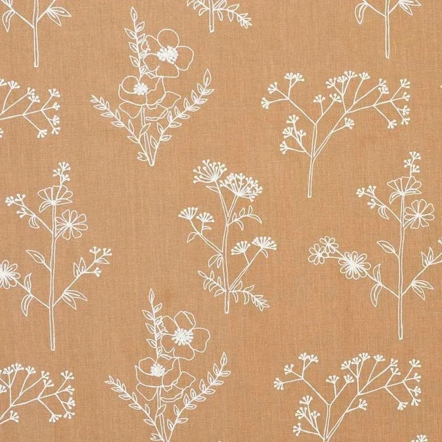Sample - Schumacher Lisbeth Embroidery Fabric in Camel For Sale