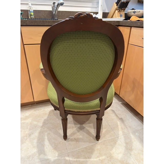 Mid 20th Century Three Carved Frame Upholstered Dining Arm Chairs For Sale - Image 11 of 18