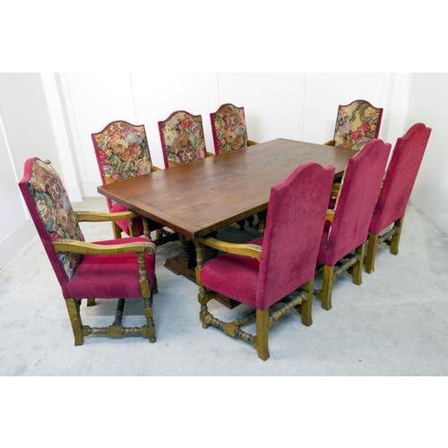 Farmhouse Refectory Table and Jacobean Revival Chairs, 1920s, Set of 9 For Sale - Image 10 of 10