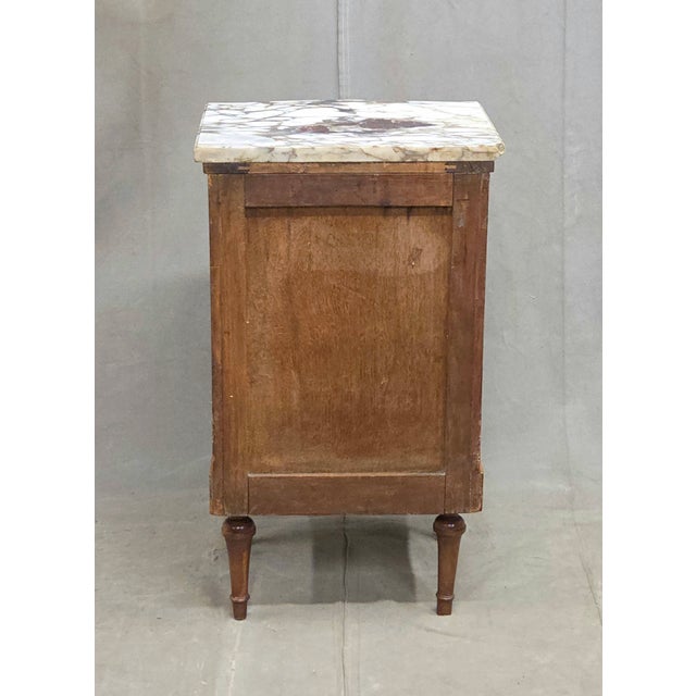 Antique French Art Nouveau Burl Marble Marquetry Nightstand With Bronze Ormolu For Sale - Image 14 of 14
