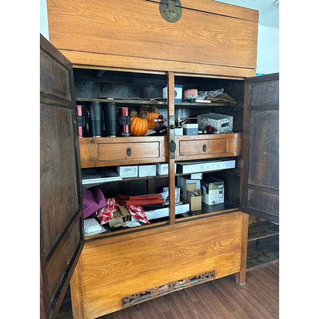 Nova Early 20th Century Chinese Wedding Storage Armoire and Trunk For Sale - Image 4 of 12