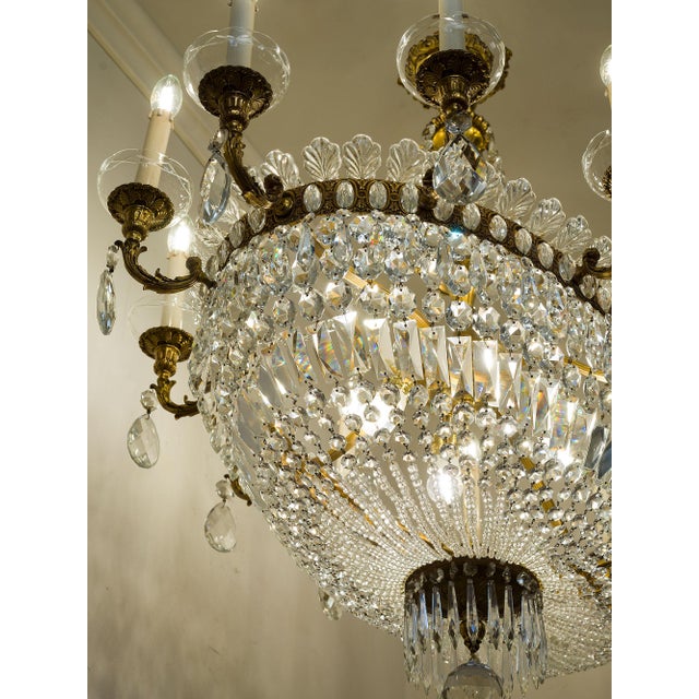 Large Empire Style Oval Crystal 16-Light Hot Air Balloon Chandelier, 1940s For Sale - Image 15 of 18