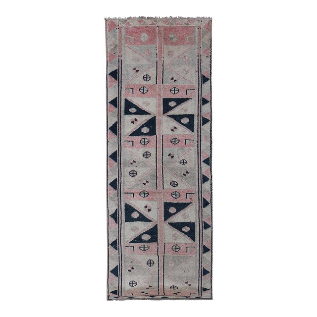 Mid Century Turkish Oushak Runner 3'9'' X 10'8'' For Sale