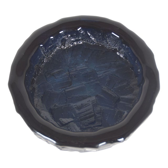 Swedish Cobolt Bowl by Göte Augustsson for Ruda Glasbruk, 1960s For Sale