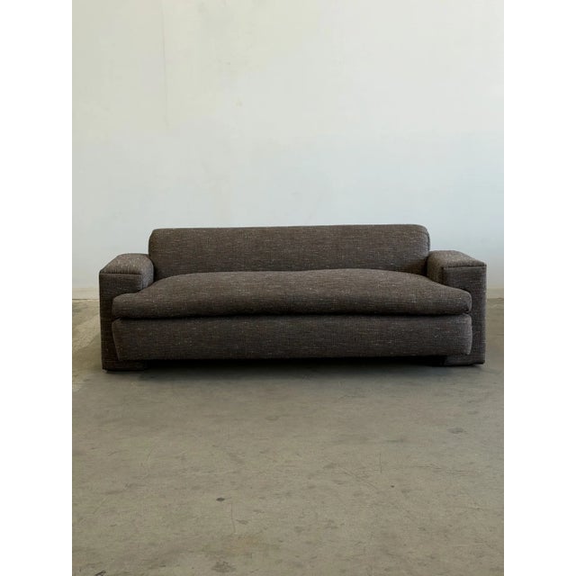 Postmodern Chunky Post Modern Sofa in Tweed For Sale - Image 3 of 8