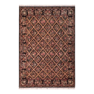 Elegant Floral Pak-Persian Black/Brown Wool Rug - 8'2'' X 10'2'' For Sale