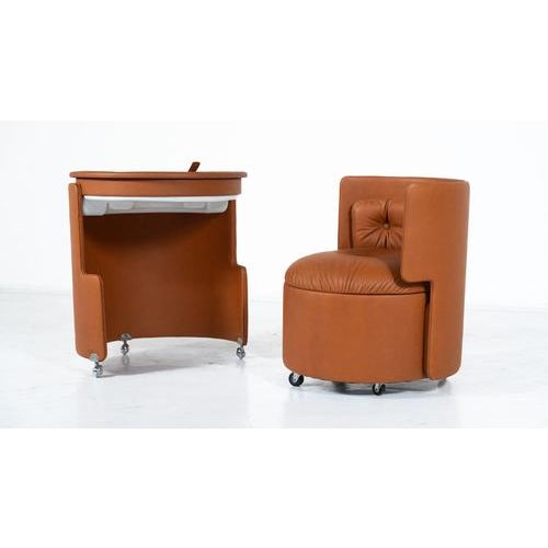 Dilly Daily Vanity in Brown Leather attributed to Luigi Massoni for Poltrona Frau, 1968 For Sale - Image 11 of 18