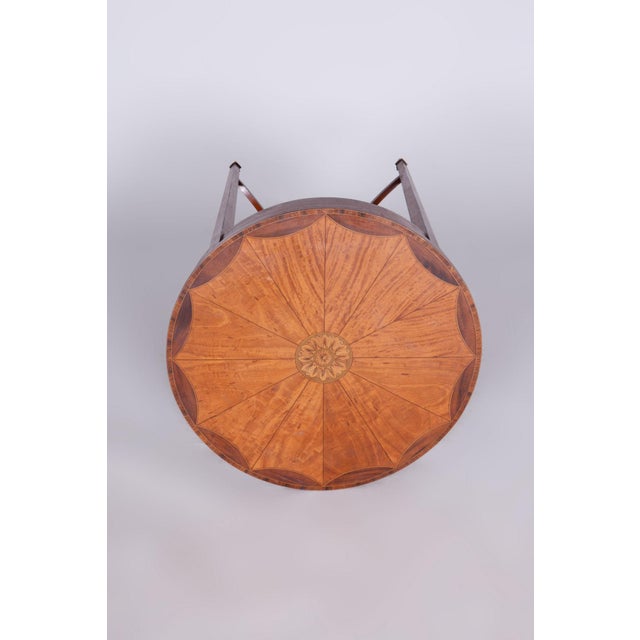 Brown Biedermeier Round Table in Cherrywood with Detailed Marquetry, France, 1850s For Sale - Image 8 of 11