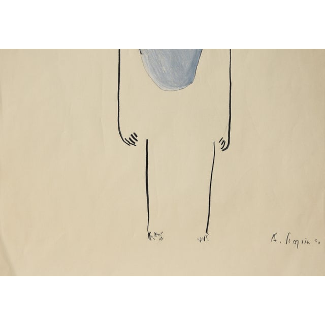 1990s Albert Schöpflin, Anonymous Figure, 1990, Opaque Paint & Charcoal For Sale - Image 5 of 10