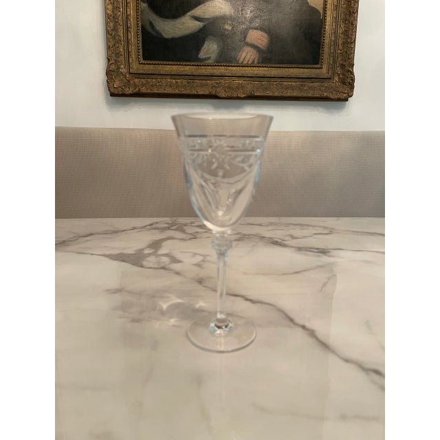 Royal Doulton Royal Doulton Etched Crystal Clear Wine and Water Glasses- Set of 12 For Sale - Image 4 of 6