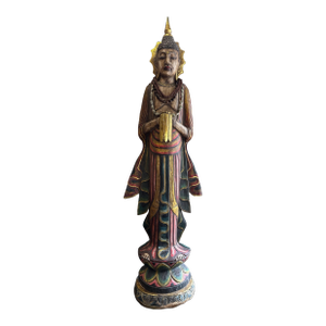 18th Century Tall Hand Carved Burmese Wood Buddha Sculpture