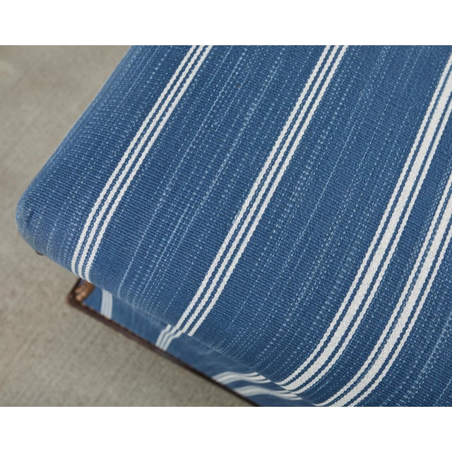 Ralph Lauren 'Florence' Storage Ottoman in Striped Blue Upholstery For Sale - Image 13 of 18
