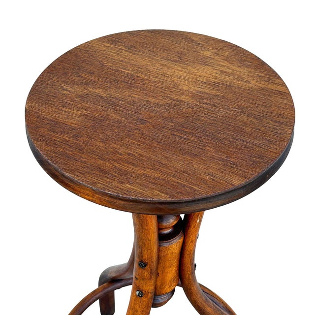 Late 19th Century Late Victorian Thonet Style Bentwood Oak Tripod Plant Stand Pedestal Table For Sale - Image 4 of 6